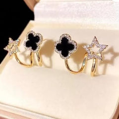 Black Star Clovers Earring Boho Bloom
