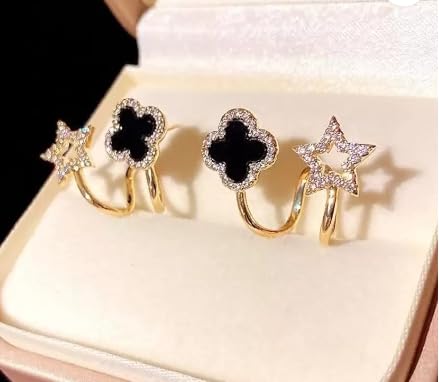 Black Star Clovers Earring Boho Bloom