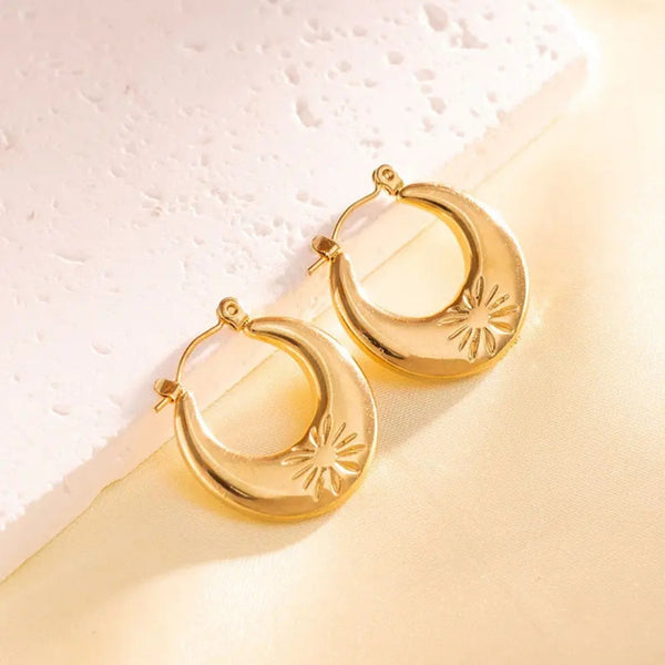 Anti tarnish simple gold plated earrings Boho Bloom
