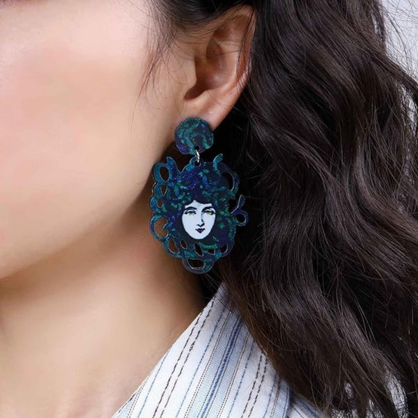 Devil Medusa-Snake Head Acrylic Earrings Boho Bloom
