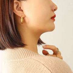 Anti tarnish C Shaped Gold Hoop Earrings Boho Bloom