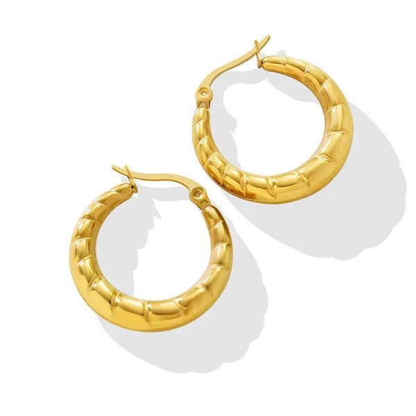 Anti tarnish C Shaped Gold Hoop Earrings Boho Bloom