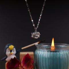 Silver Chain with Heart Shape Pendant Necklace Boho Bloom