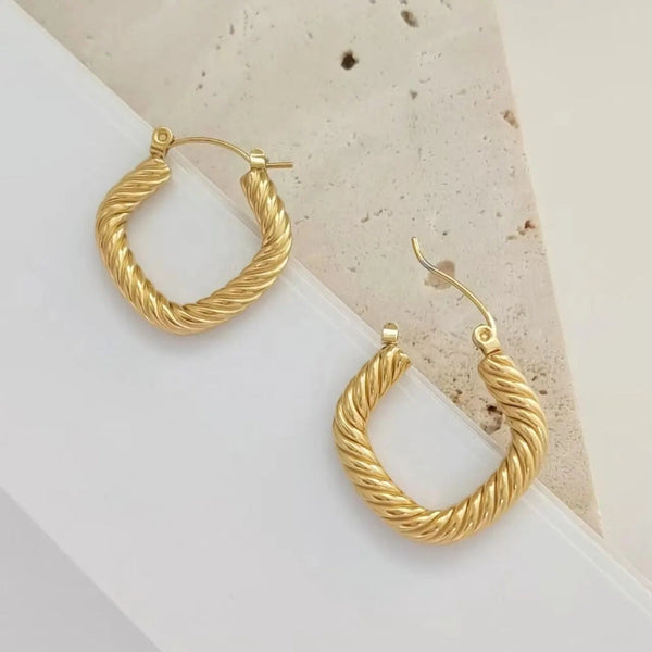 Anti tarnish Cable Twisted Earring Boho Bloom