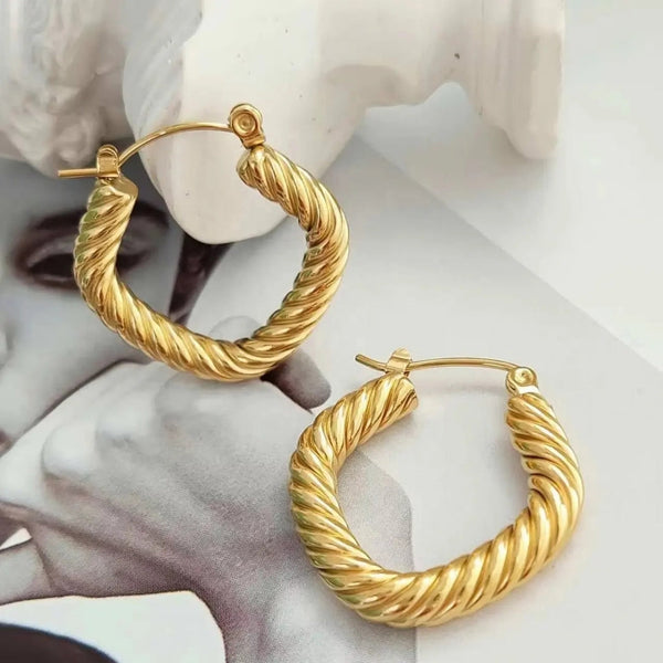 Anti tarnish Cable Twisted Earring Boho Bloom