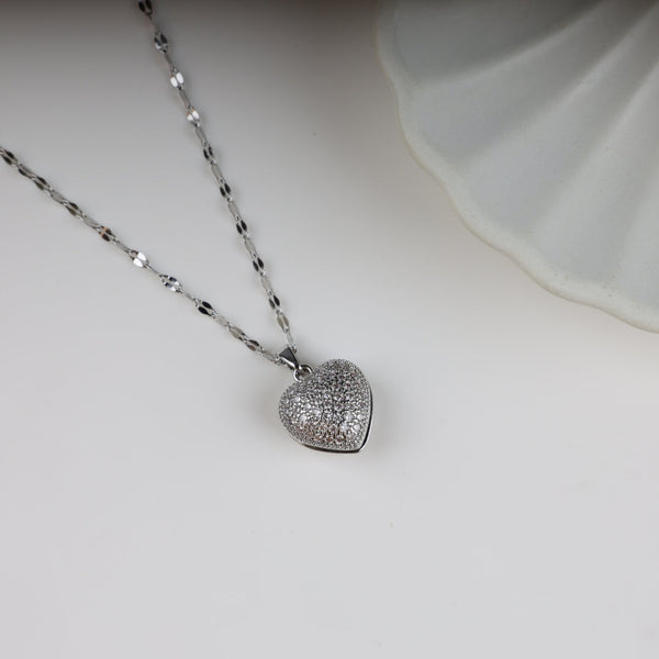 Sterling Silver Open Heart Pearl Pendant Necklace Boho Bloom