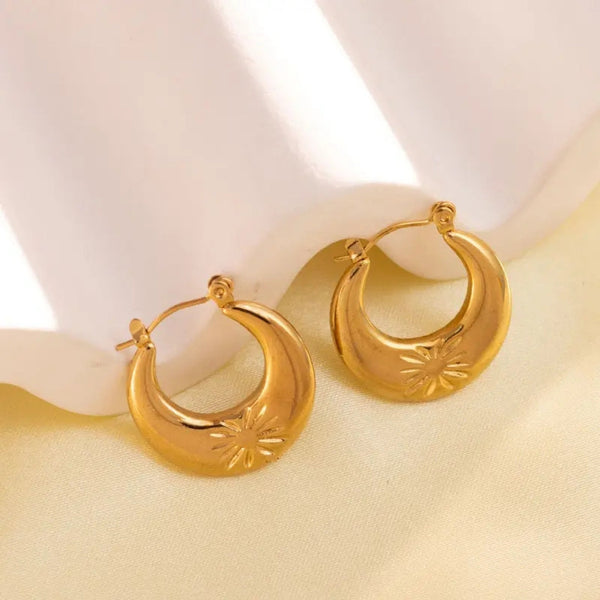 Anti tarnish simple gold plated earrings Boho Bloom