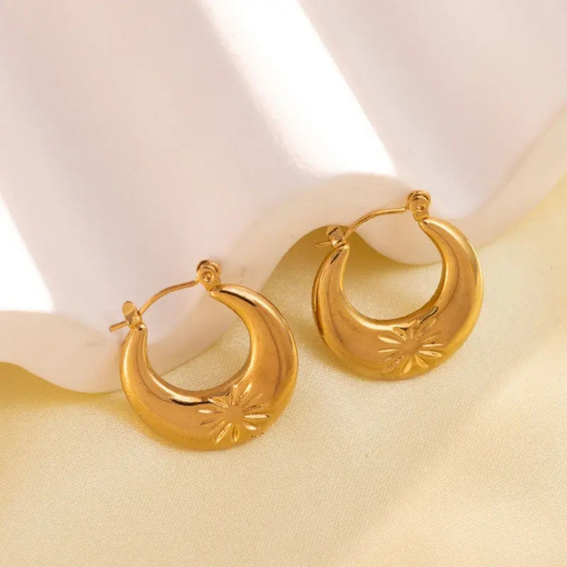Anti tarnish simple gold plated earrings Boho Bloom