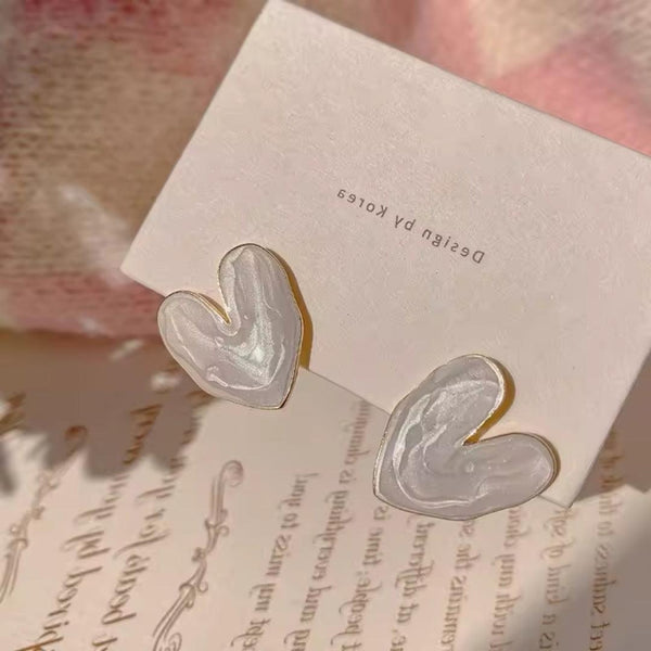 Mother-of-Pearl Heart Stud Earrings Boho Bloom