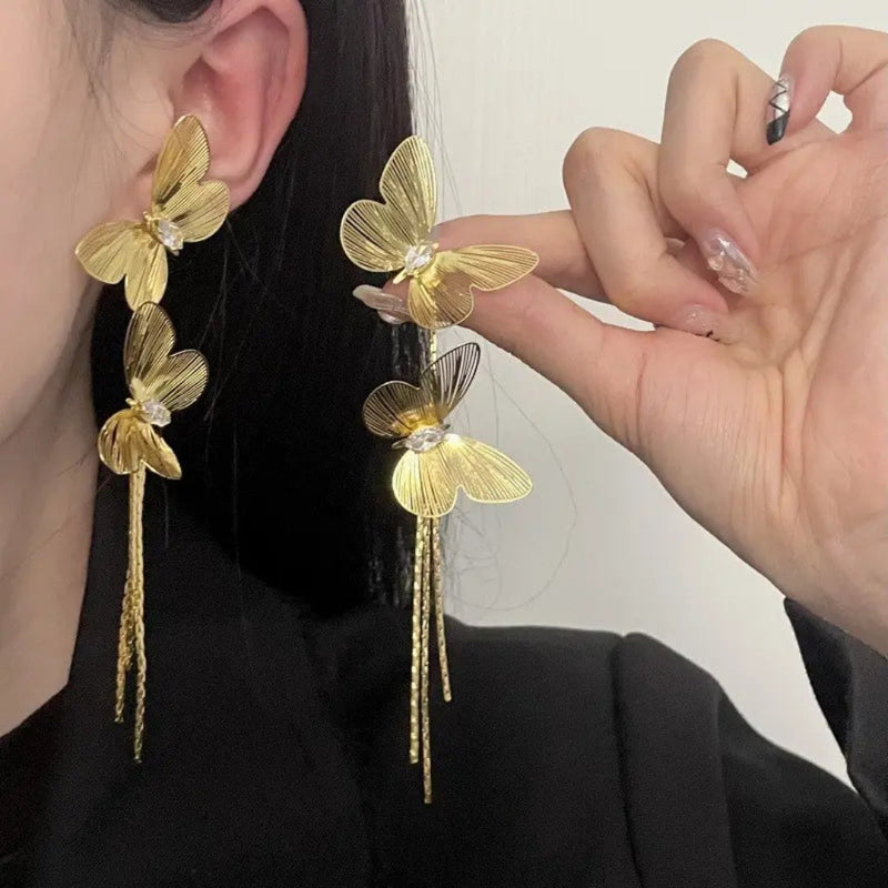 Golden super shiny butterfly earrings Boho Bloom