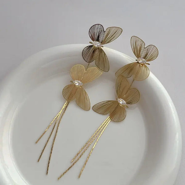 Golden super shiny butterfly earrings Boho Bloom