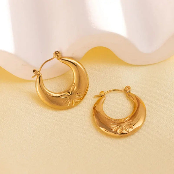 Anti tarnish simple gold plated earrings Boho Bloom