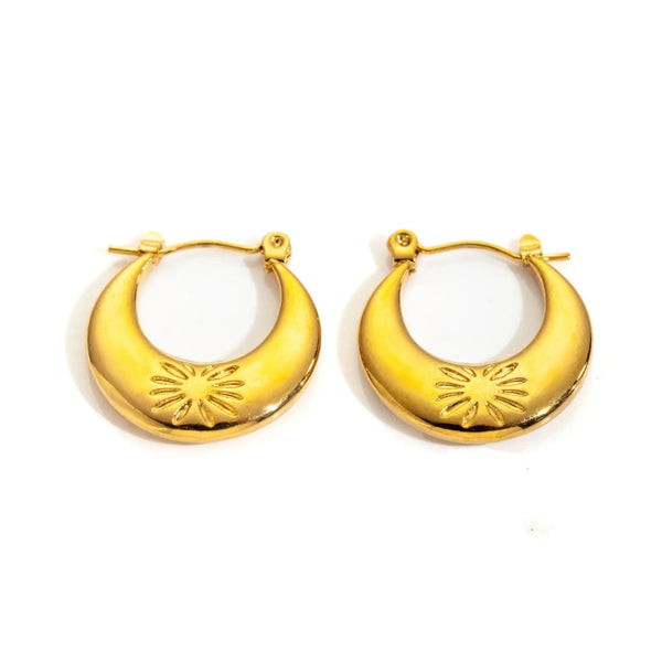 Anti tarnish simple gold plated earrings Boho Bloom