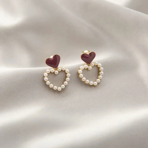 Cupid's red Charm Heart Earring Boho Bloom