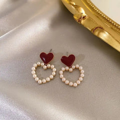 Cupid's red Charm Heart Earring Boho Bloom