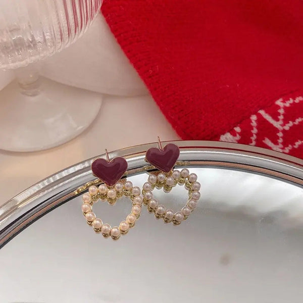 Cupid's red Charm Heart Earring Boho Bloom