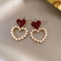 Cupid's red Charm Heart Earring Boho Bloom