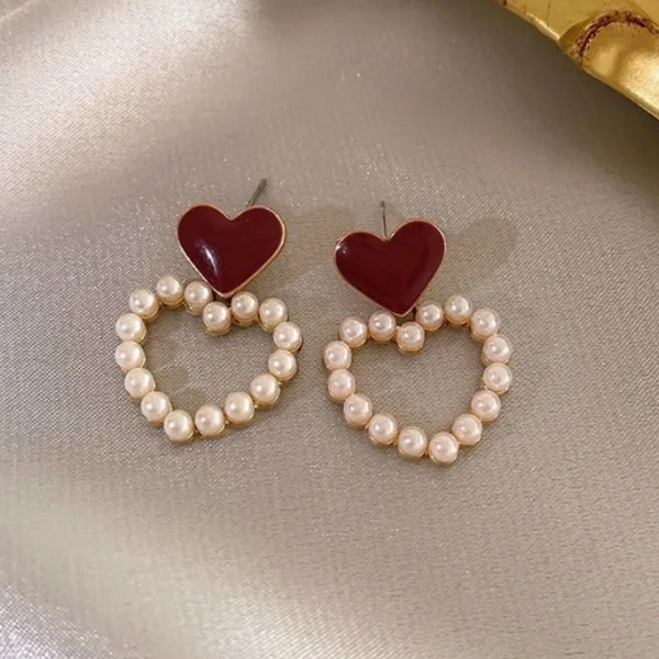 Cupid's red Charm Heart Earring Boho Bloom