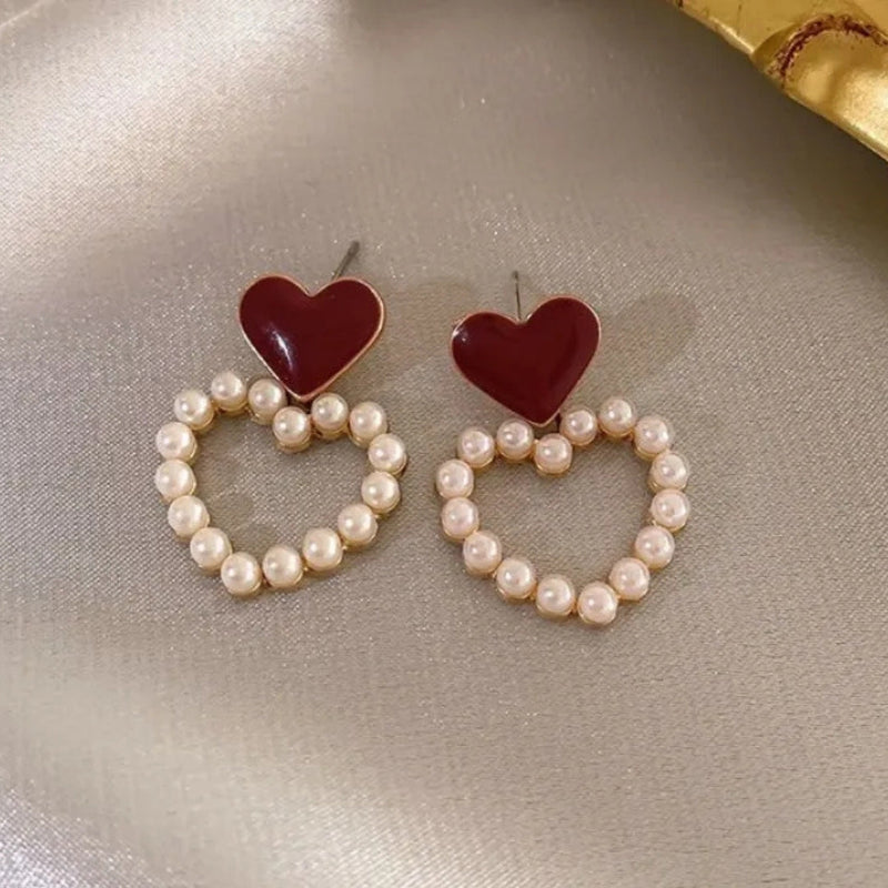 Cupid's red Charm Heart Earring Boho Bloom