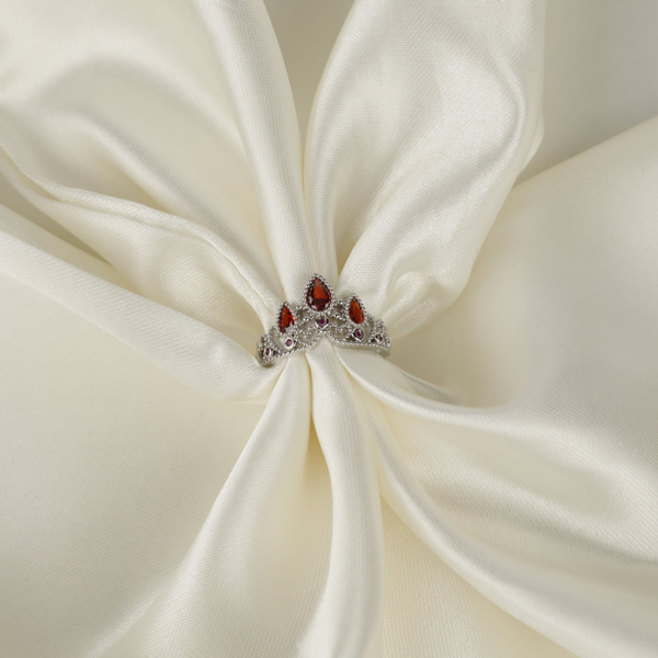 Silver Krishna Crown with Gemstone Ring BeautyNX.com