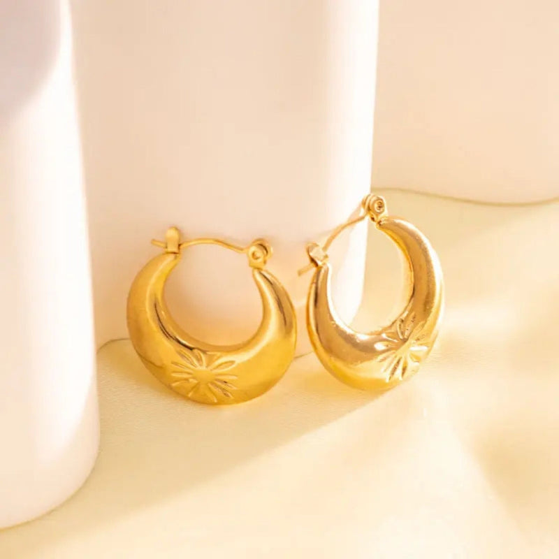 Anti tarnish simple gold plated earrings Boho Bloom