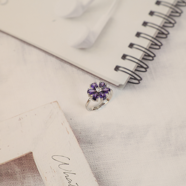 Love purple flower ring Boho Bloom