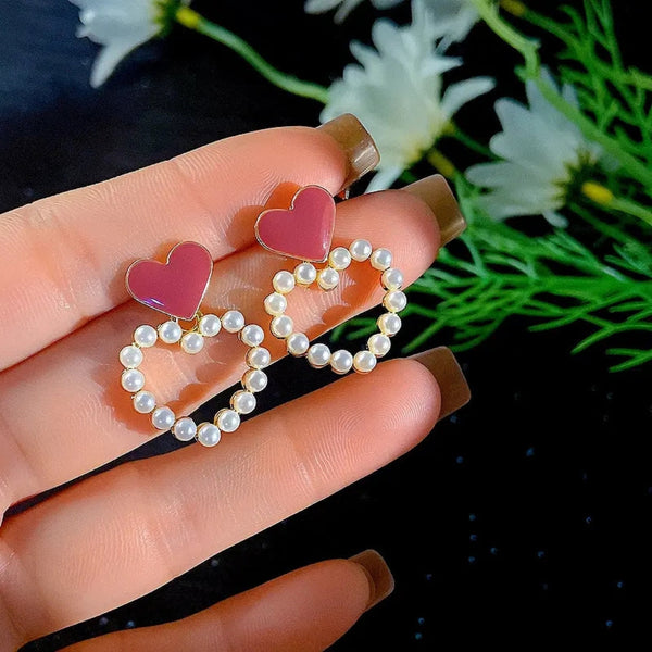 Cupid's red Charm Heart Earring Boho Bloom