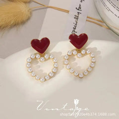 Cupid's red Charm Heart Earring Boho Bloom
