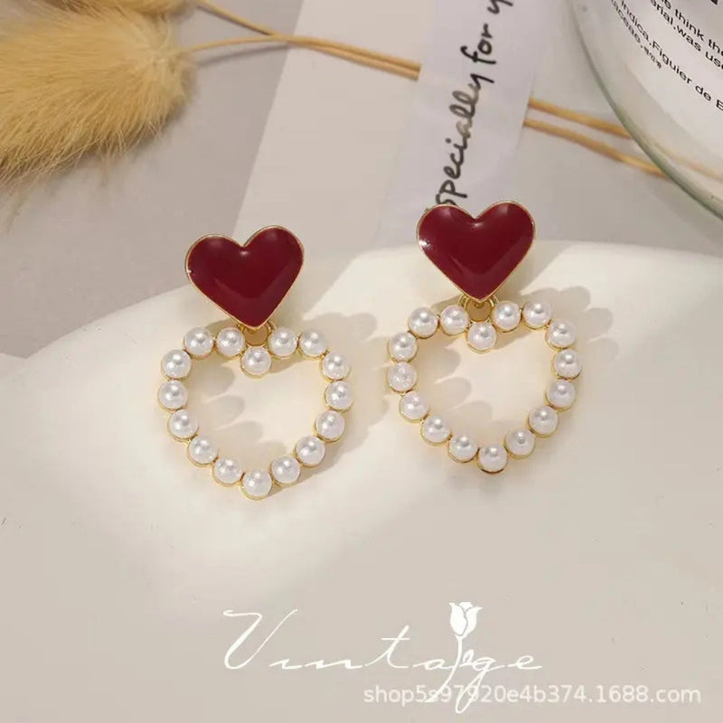 Cupid's red Charm Heart Earring Boho Bloom