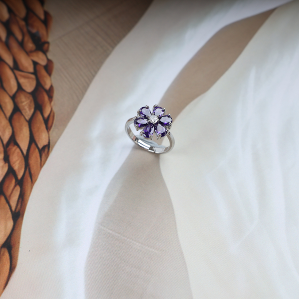Love purple flower ring Boho Bloom