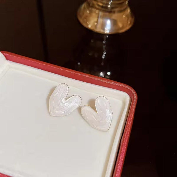 Mother-of-Pearl Heart Stud Earrings Boho Bloom