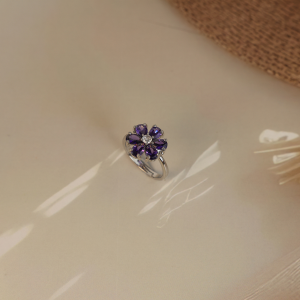 Love purple flower ring Boho Bloom