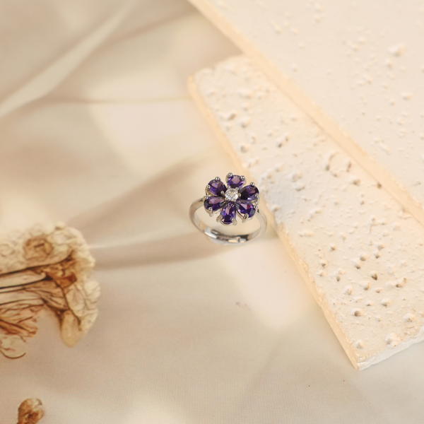 Love purple flower ring Boho Bloom