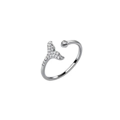 Silver Whale Tail Open Ring Boho Bloom