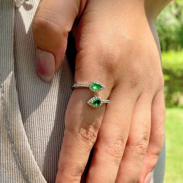 Dual Gem Green Ring Boho Bloom