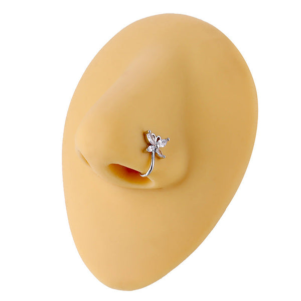 Fake nose clip silver Butterfly Stone Piercing Beauty NX