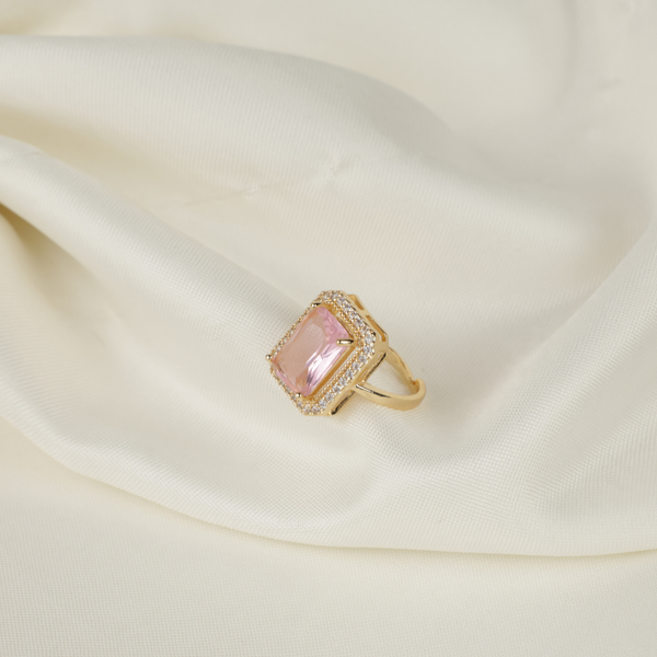 Women Pink Square ring Boho Bloom
