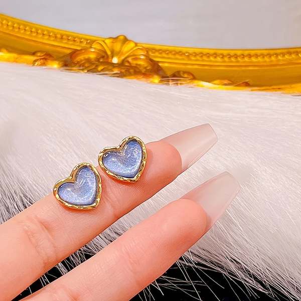 Mini Heart Enamelled Studs Boho Bloom