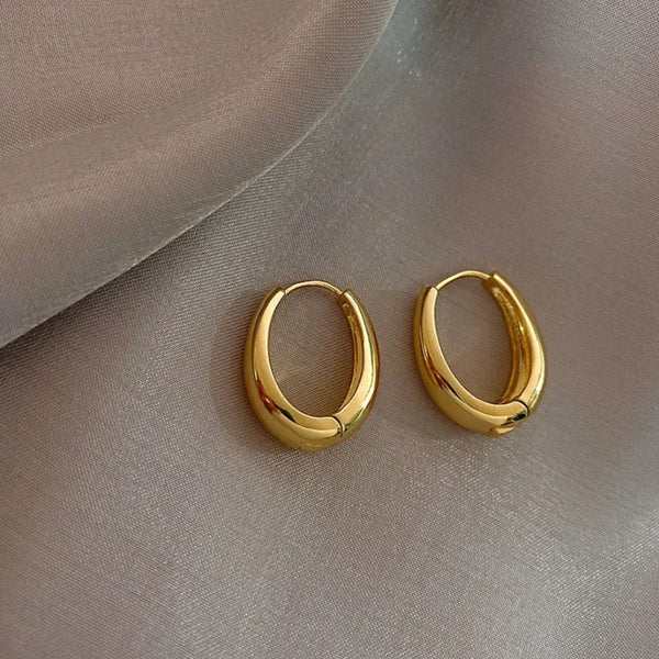 Gold Elegant Geometric Oval Hoop Earrings Boho Bloom