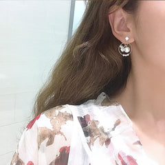 White Circle Flower Zircon Pearl Earrings Boho Bloom
