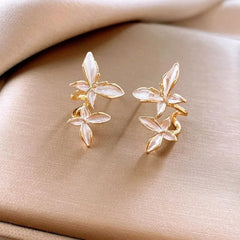 White Vintage Double Butterfly Earrings Boho Bloom