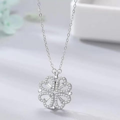 Silver Plated Clover Magnet Leaf Pendent Chain Necklace Boho Bloom