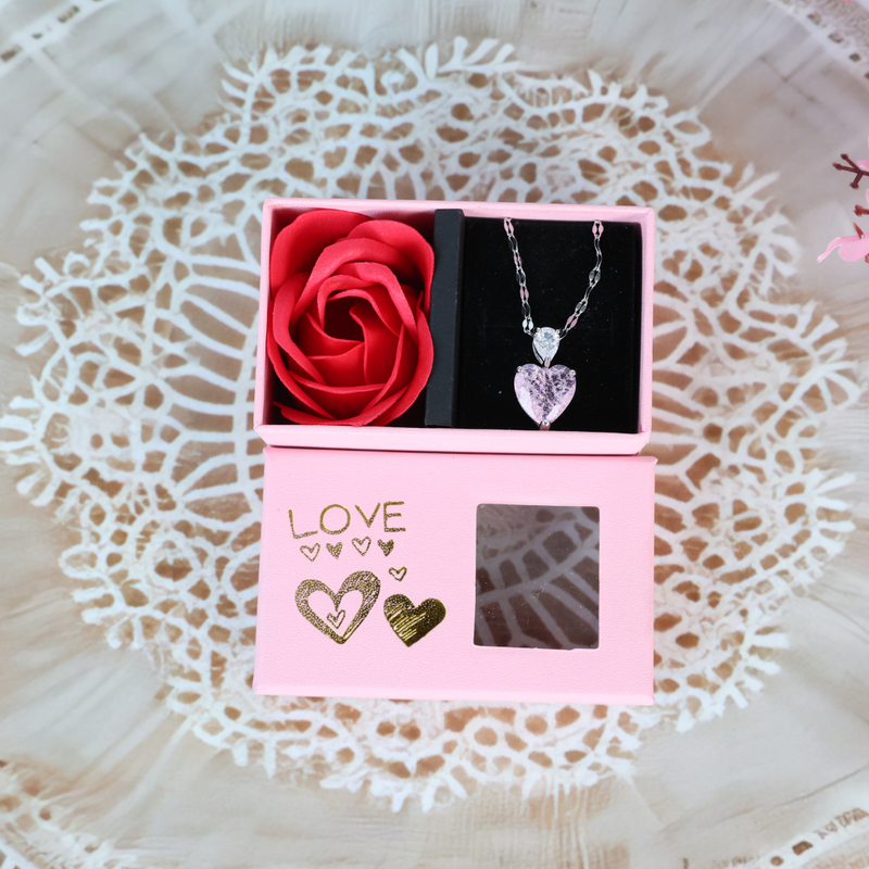 Love pink heart necklace Boho Bloom