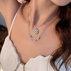 Silver Plated Clover Magnet Leaf Pendent Chain Necklace Boho Bloom