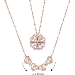 Rose Gold Plated Clover Magnet Leaf Pendent Chain Necklace Boho Bloom