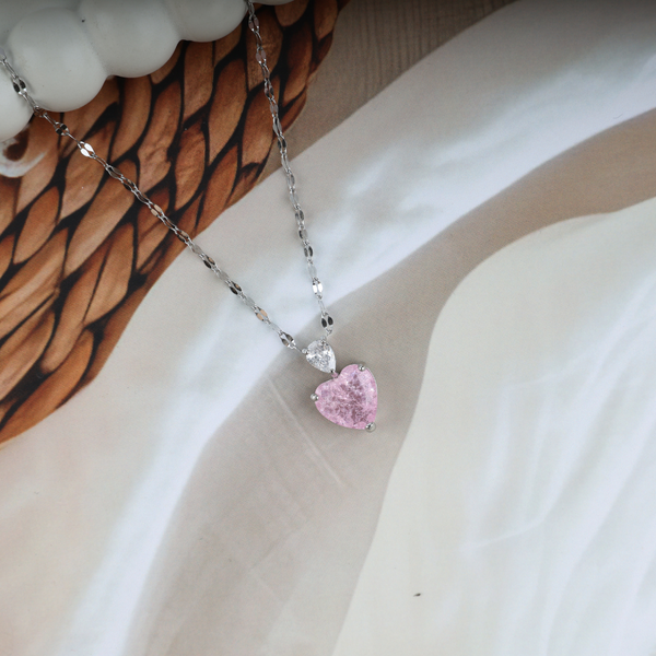 Love pink heart necklace Boho Bloom