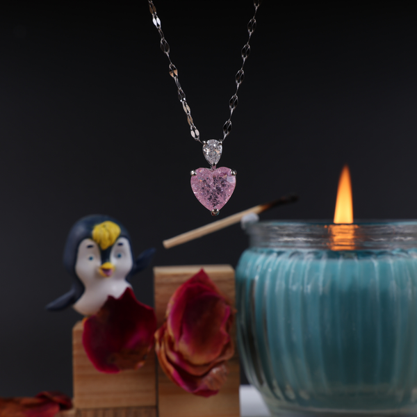 Love pink heart necklace Boho Bloom