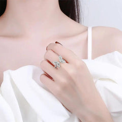 Silver Butterfly Wings Open Ring Boho Bloom