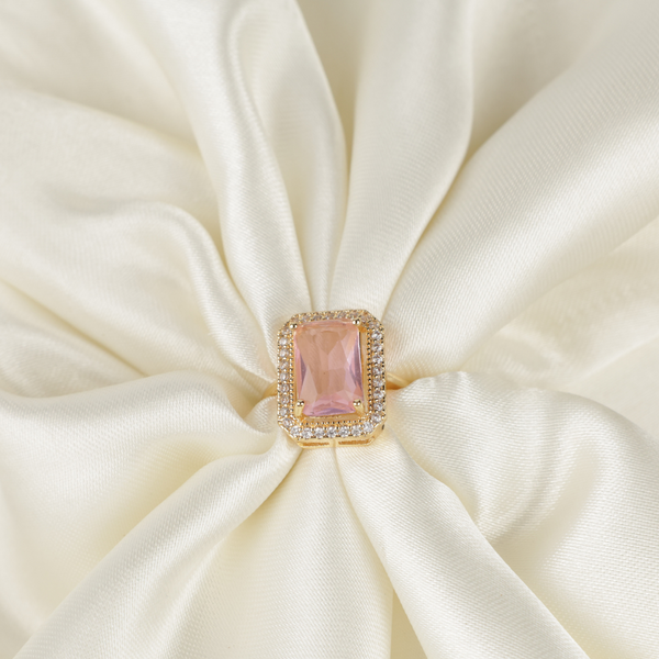 Women Pink Square ring Boho Bloom