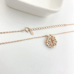Rose Gold Plated Clover Magnet Leaf Pendent Chain Necklace Boho Bloom